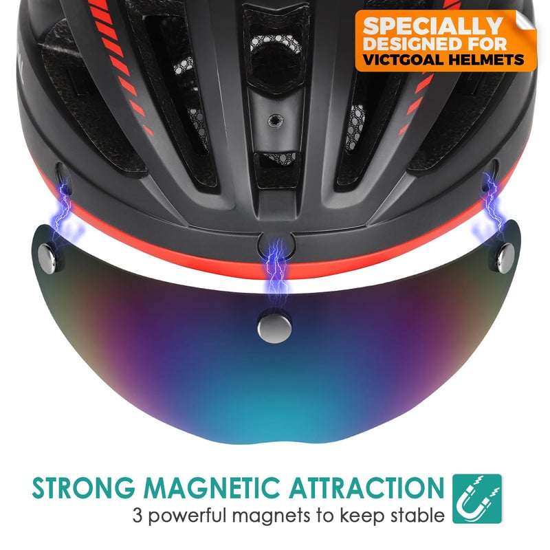 VICTGOAL Detachable Magnetic Bike Helmet Goggles Visor Especially Deisgned for VG110/VG112 Bicycle Helmet (Colorful) - Image 2